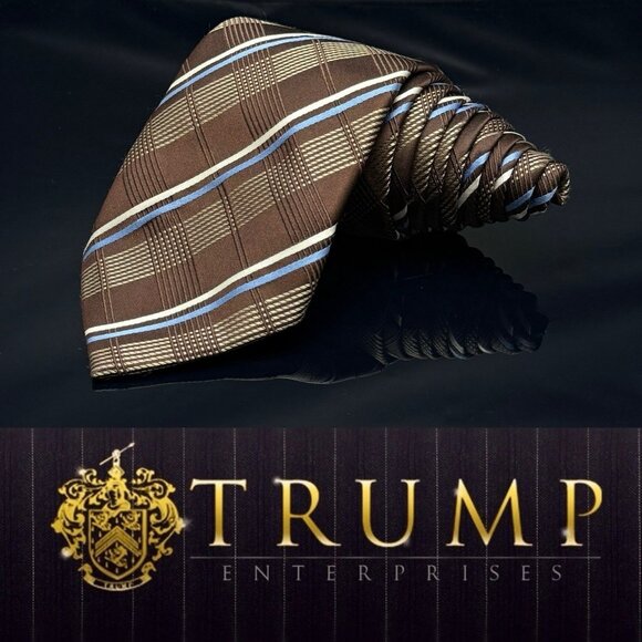 DonaldJ Trump Signature collection Tie Brown Striped 59